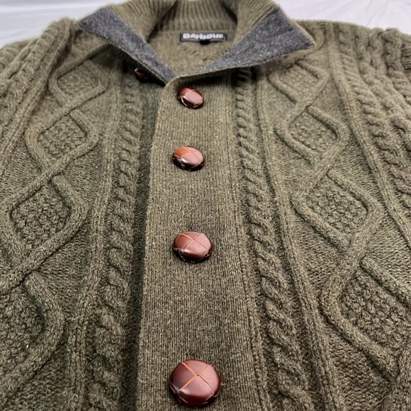 Barbour Cable Knit Olive Green Sweater Size Large - Picture 12 of 12
